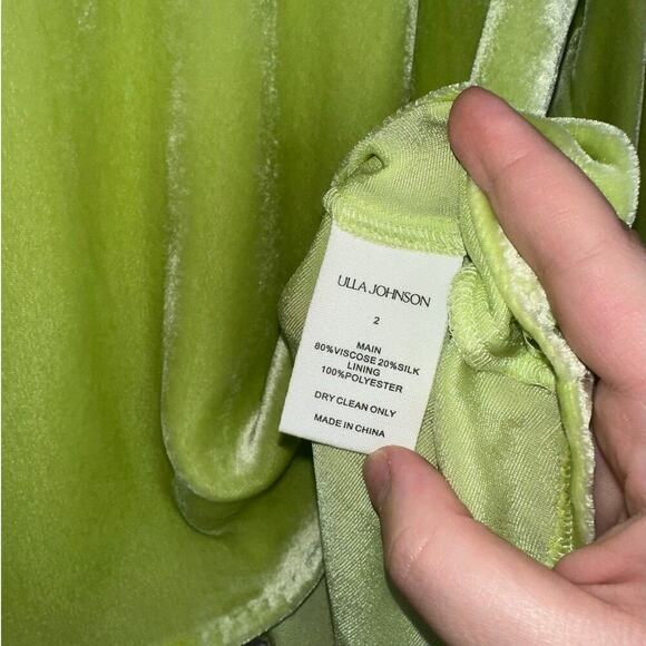 Ulla Johnson NWT $450 Marlene Velvet Long Sleeve Blouse Pistachio Green Size 2 - Picture 6 of 8